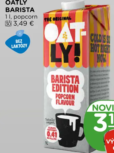 Oatly Barista Edition ovsený nápoj popcorn flavour