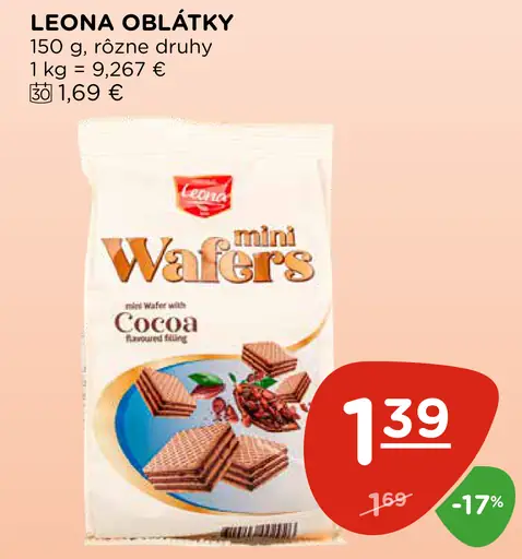 Leona oblátky mini Wafers with Cocoa cream