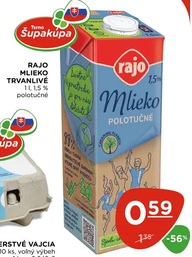Rajo Mlieko trvanlivé polotučné