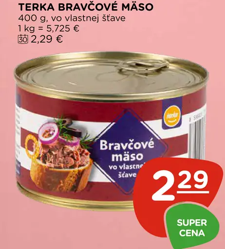 Terka bravčové mäso vo vlastnej šťave