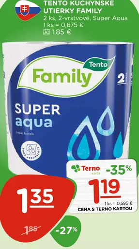 Tento kuchynské utierky Family Super Aqua 2-vrstvové
