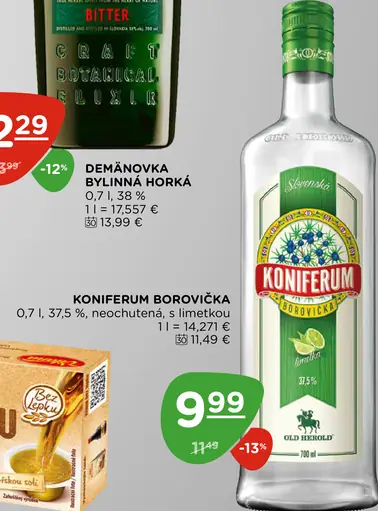 Koniferum borovička neochutená s limetkovou etiketou