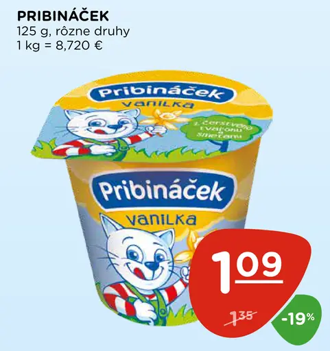 Pribináček vanilka tvarohový dezert