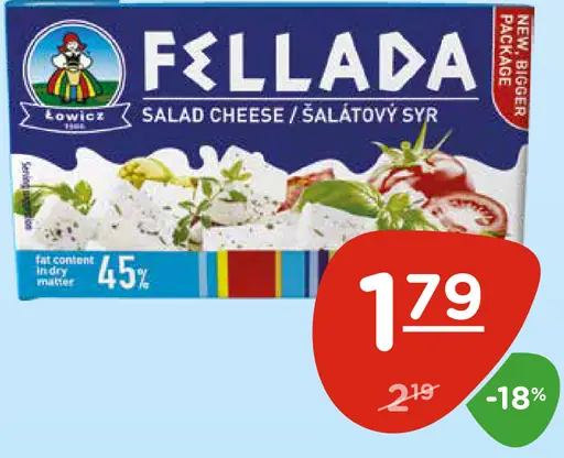 Fellada šalátový syr 45 %