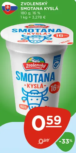 Zvolenský smotana kyslá 16 %