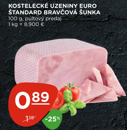 Kostelecké Uzeniny Euro štandard bravčová šunka