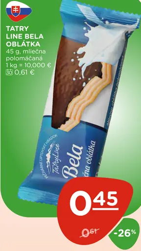 Tatranky Line Bela oblátka mliečna polomáčaná
