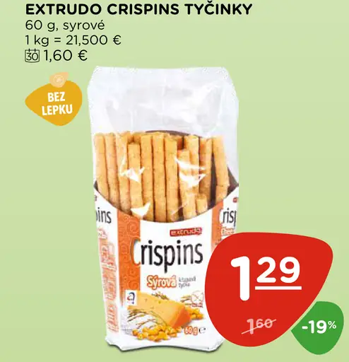 Extrudo Crispins tyčinky syrové bez lepku