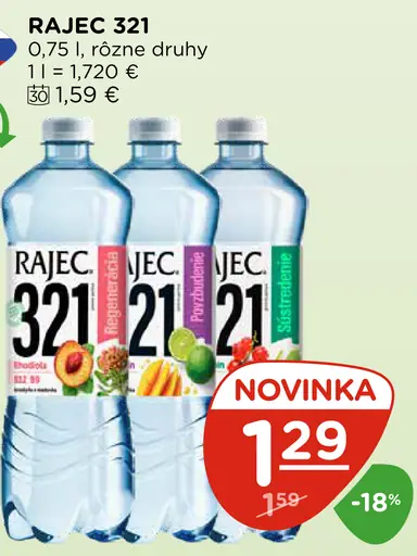 Rajec 321 neochutená pramenitá voda rôzne druhy