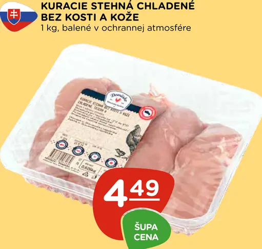 Kuracie stehná chladené bez kosti a kože