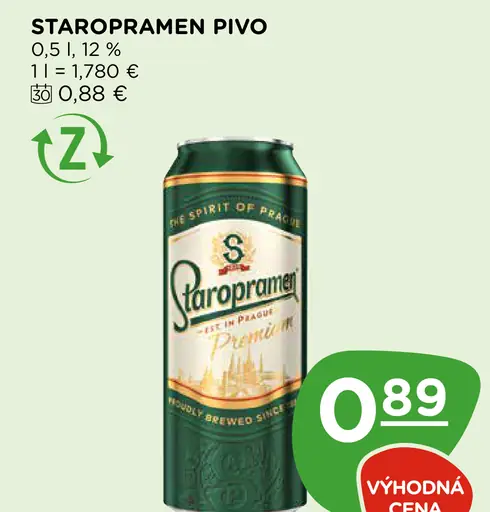 Staropramen pivo plechovka