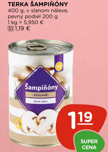 Terka šampiňóny krájané v slanom náleve