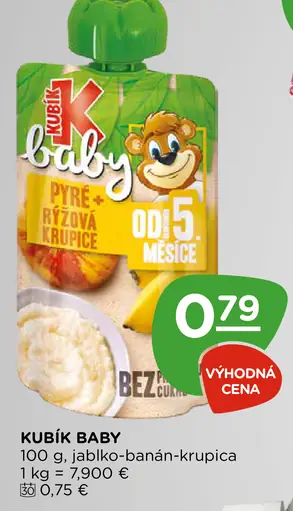 Kubík Baby pyré jablko-banán-krupica od 5 mesiacov