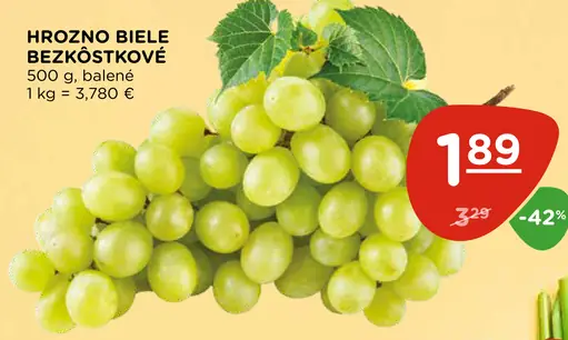 Hrozno biele bezjadierkové