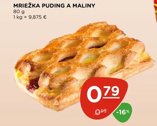 Mriežka puding a maliny