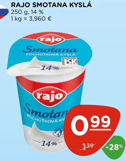 Rajo smotana kyslá 14%