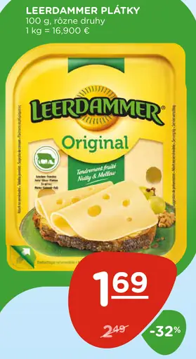 Leerdammer plátky syr Original rôzne druhy