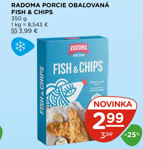Radoma porcie obalovaná Fish & Chips mrazená ryba