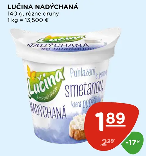 Lučina čerstvý smotanový syr rôzne druhy