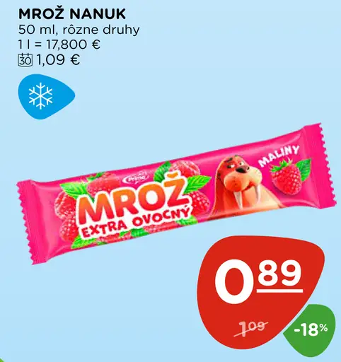 Mrož nanuk extra ovocný rôzne druhy