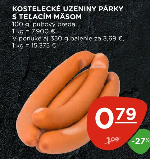 Kostelecké uzeniny párky s teľacím mäsom