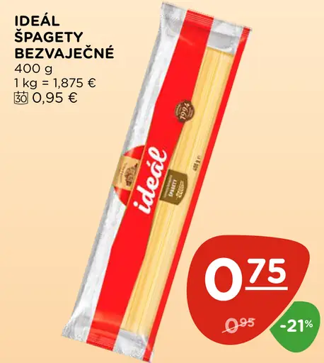 Ideál Špagety cestoviny bezvaječné