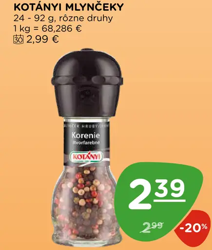 Kotányi korenie mlynček vybrané druhy