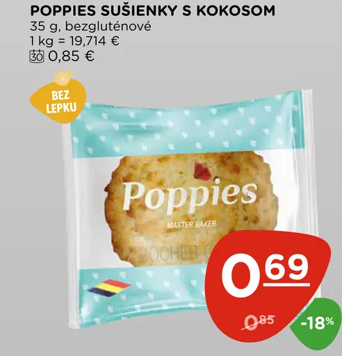 Poppies sušienky s kokosom