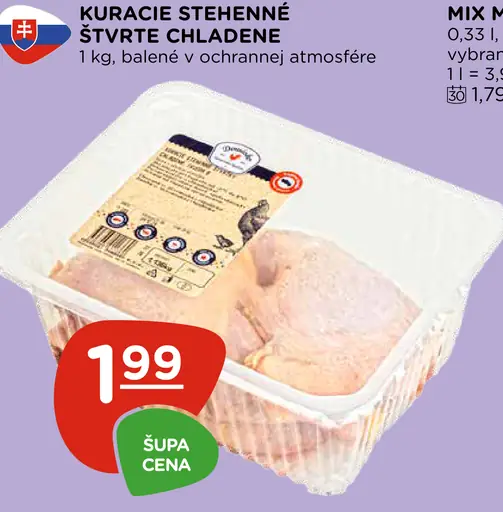 Kuracie stehnenné štvrte chladené voľné