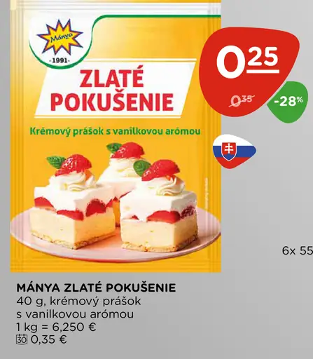 Máňa Zlaté pokušenie krémový prášok s vanilkovou arómou