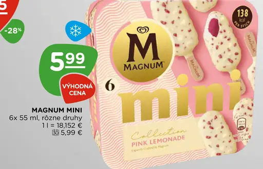 Magnum Mini rôzne druhy mrazená smotanová zmrzlina