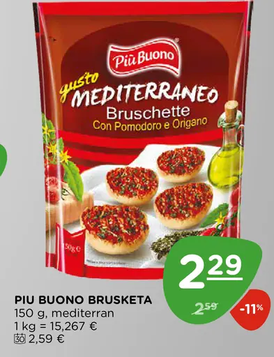 Piu Buono bruschette Mediterraneo s paradajkami a oreganom