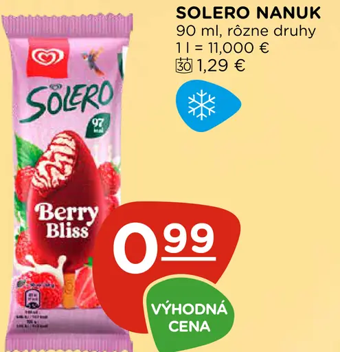 Solero nanuk rôzne druhy