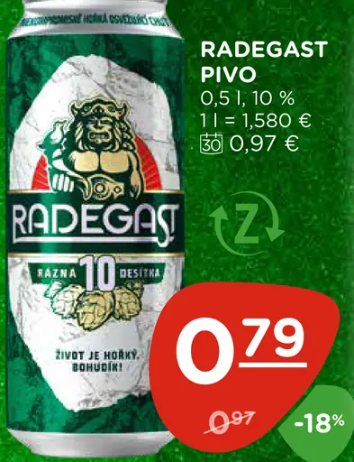 Radegast Pivo plechovka