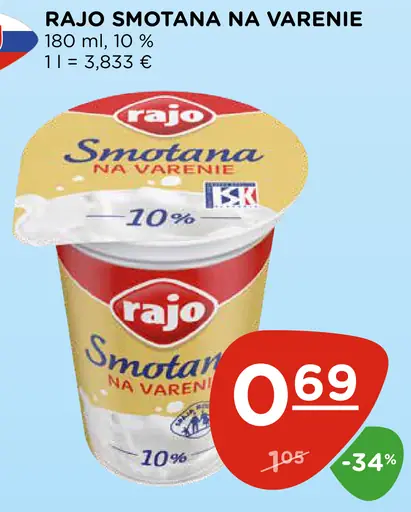 Rajo Smotana na varenie 10%