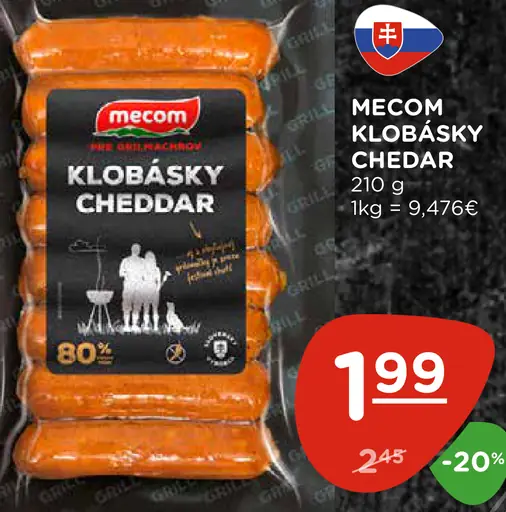 Mecom klobásky Cheddar grilovacie