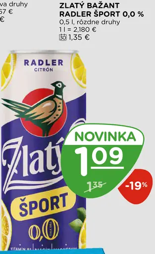 Zlatý Bažant Radler Šport 0,0 %