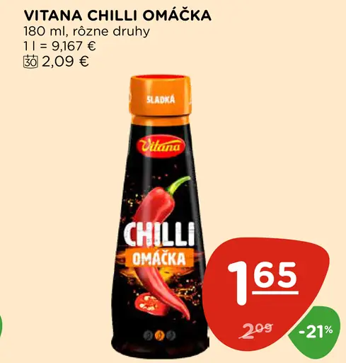 Vitana chilli omáčka rôzne druhy