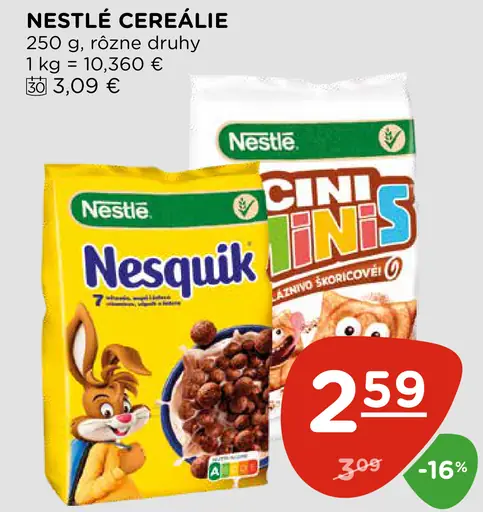 Nestlé cereálie rôzne druhy
