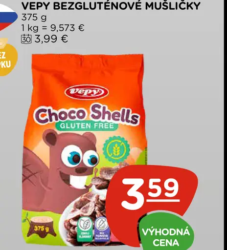 Vepy bezlepkové mušličky Choco Shells