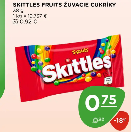 Skittles Fruits žuvacie cukríky