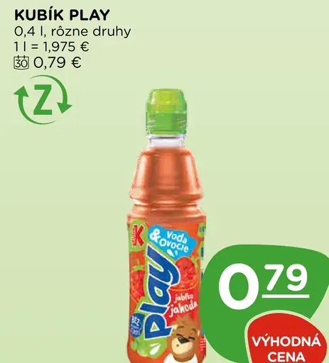 Kubík Play nápoj pre deti rôzne druhy