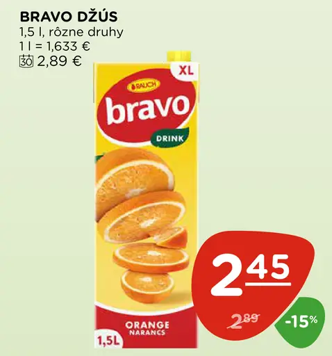 Bravo džús pomaranč rôzne druhy
