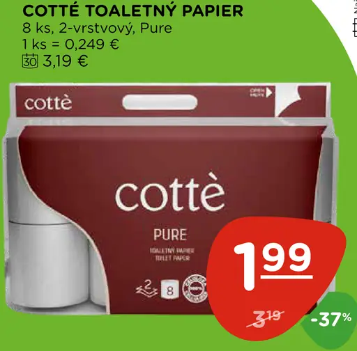 Cotté toaletný papier Pure 2-vrstvový