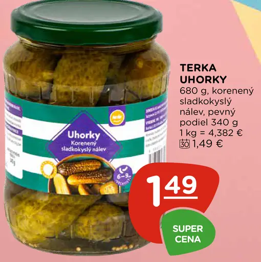 Terka uhorky kvasené sladkokyslý nálev