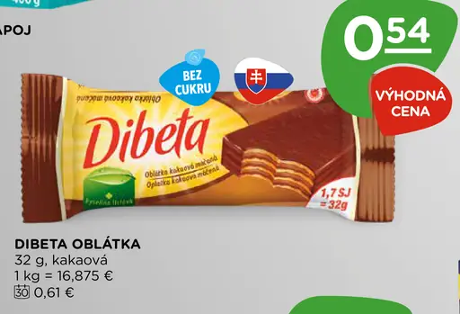 Dibeta oblátka kakaová bez cukru