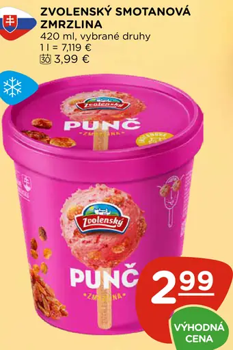 Zvolenský Smotanová zmrzlina punč