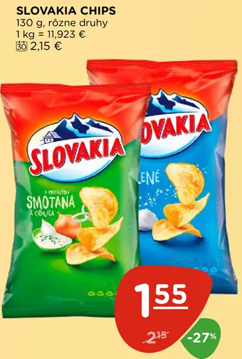 Slovakia chipsy solené / smotana a cibuľa