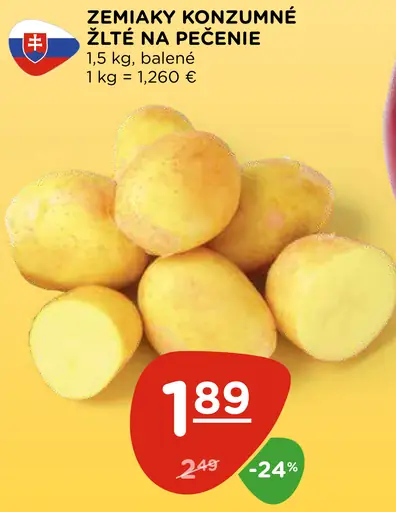 Zemiaky konzumné žlté na pečenie