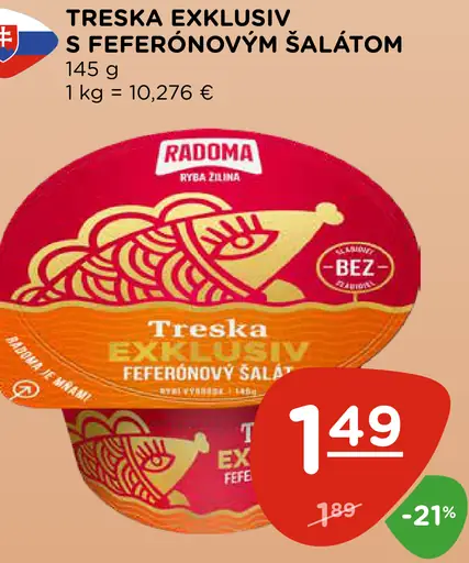 Radoma Treska Exklusiv s feferónovým šalátom